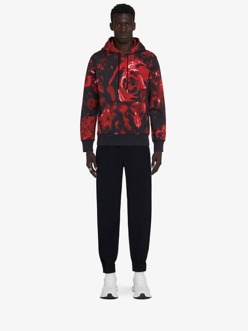 Alexander McQueen o1w1db10725 Wax Flower Hooded Sweatshirt in Black/Red Size US XL / EU 56 / 4 - 1 Thumbnail