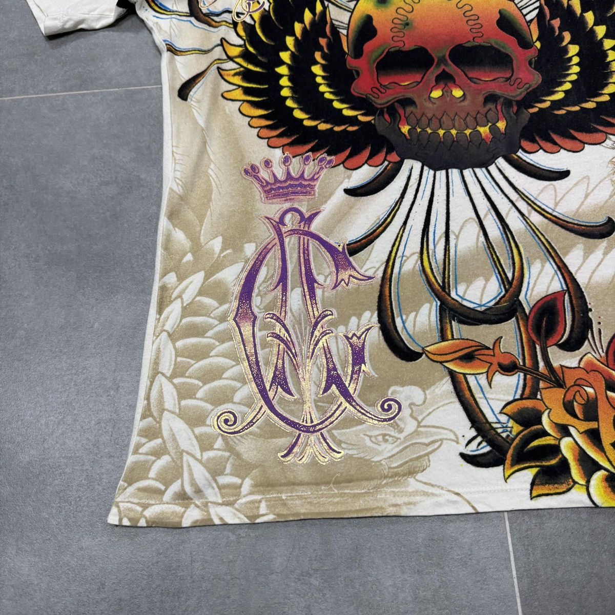 Christian Audigier × Ed Hardy Christian Audigier Tattoo Skulls Roses Y2K Hip Hop T-Shirt Size US M / EU 48-50 / 2 - 5 Thumbnail