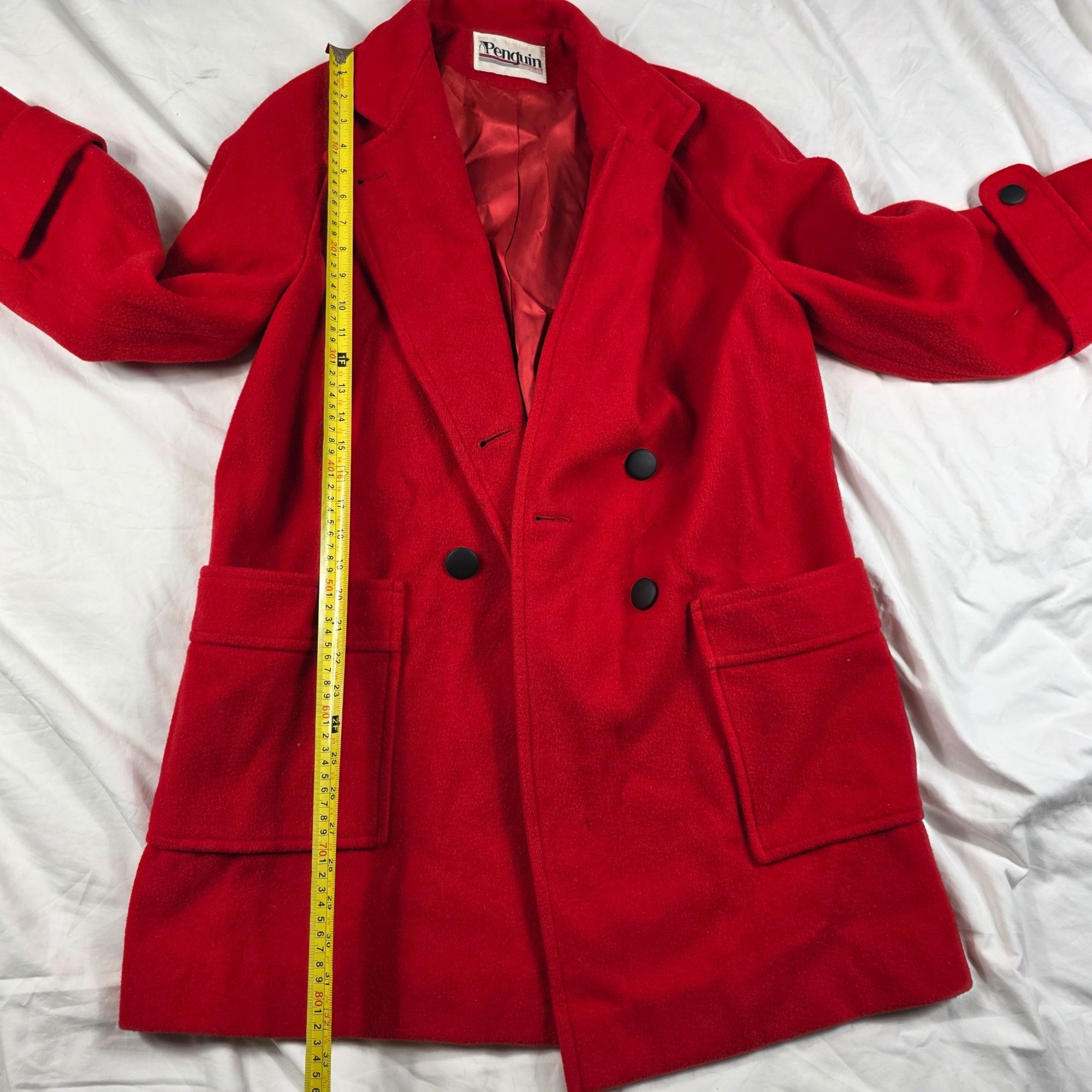 Original Penguin Penguin Womens Size 10 Red Wool Double Breasted Pea Coat War Size L / US 10 / IT 46 - 12 Thumbnail