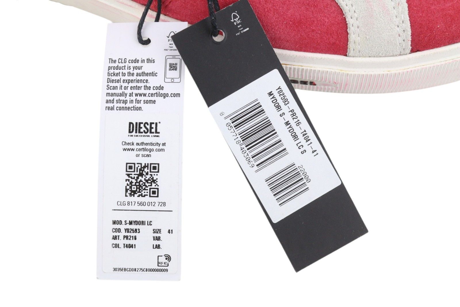 Diesel S-MYDORI LC EU41 Red Suede Leather 41523 Size US 8 / EU 41 - 10 Thumbnail