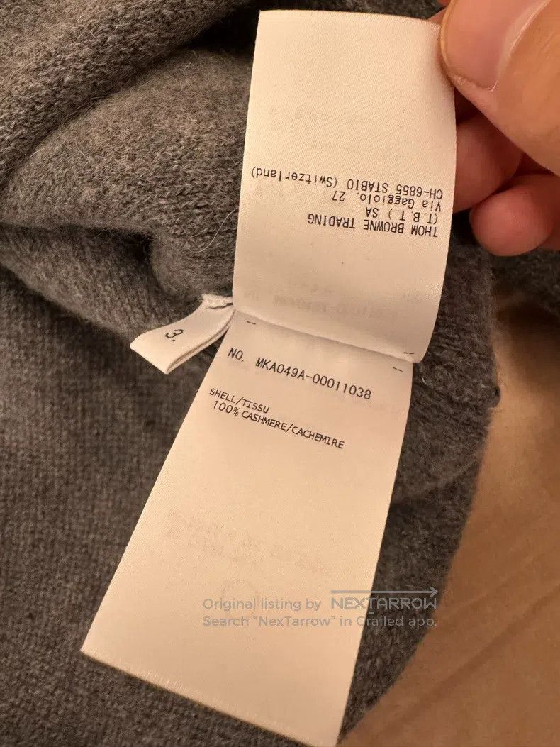 Thom Browne Thom Browne Gray cashmere knit sweater Size US L / EU 52-54 / 3 - 7 Thumbnail