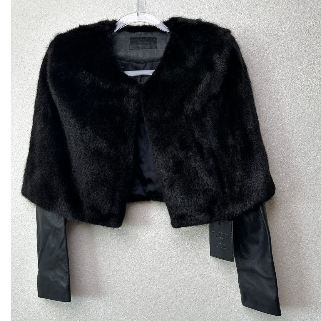 Philipp Plein NWT Philipp Plein “I Was Here” Fur Leather Jacket Black RARE Size M / US 6-8 / IT 42-44 - 5 Thumbnail