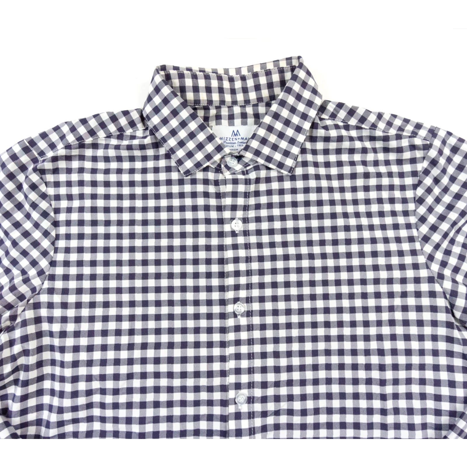 Mizzen+Main Mizzen + Main Shirt Mens Medium Blue Button Down Trim Fit Stretch Plaid Check Size US M / EU 48-50 / 2 - 2 Thumbnail