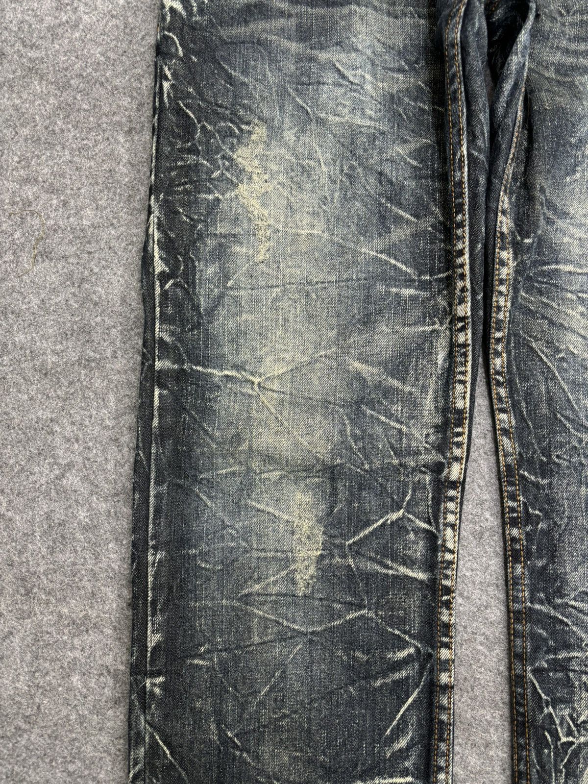 Japanese Brand 💥Double Waist💥Crazy Fades Nylaus Doube Waist Denim F528 Size US 32 / EU 48 - 7 Thumbnail