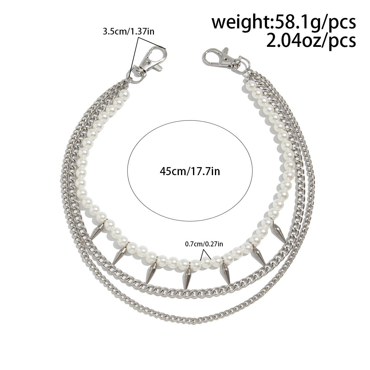 Other Punk Metal Pearl Bead Pants Chain Size ONE SIZE - 6 Thumbnail