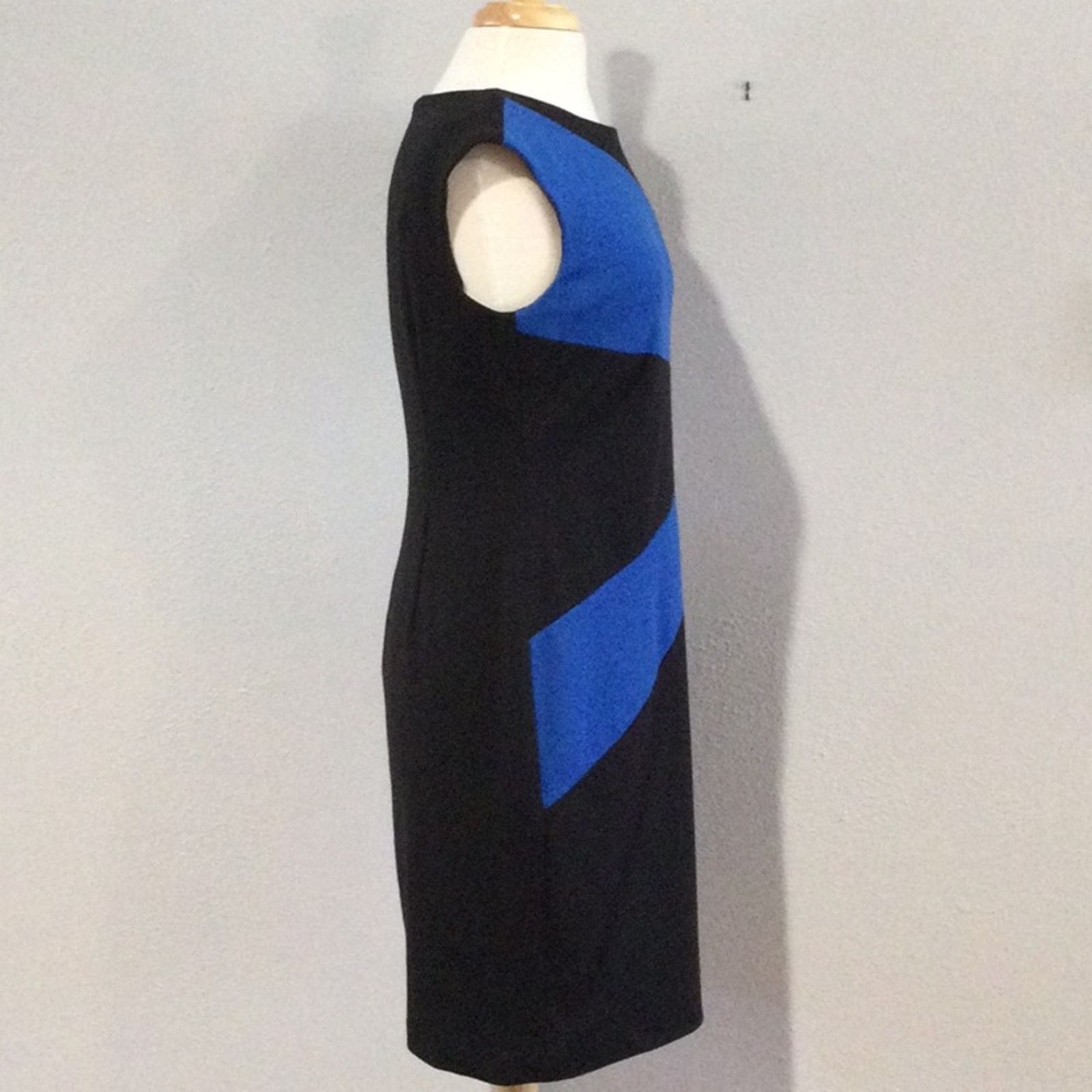 Calvin Klein Calvin Klein Black & Blue Sleeveless Zipper Pencil Dress 8 Size M / US 6-8 / IT 42-44 - 4 Thumbnail