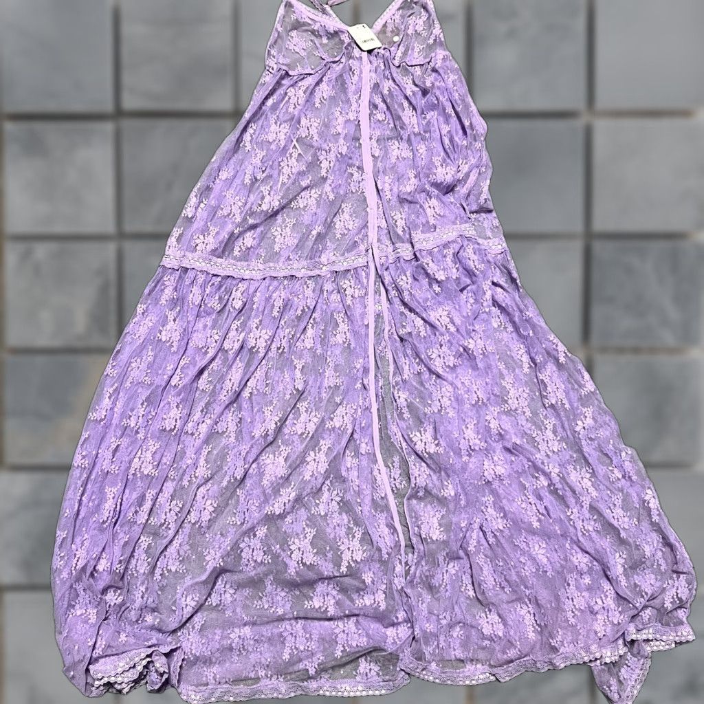 Intimately Free People Maxi Slip Dress Womens Medium In The Breeze Lace Purple M Regular Dress Long Women's