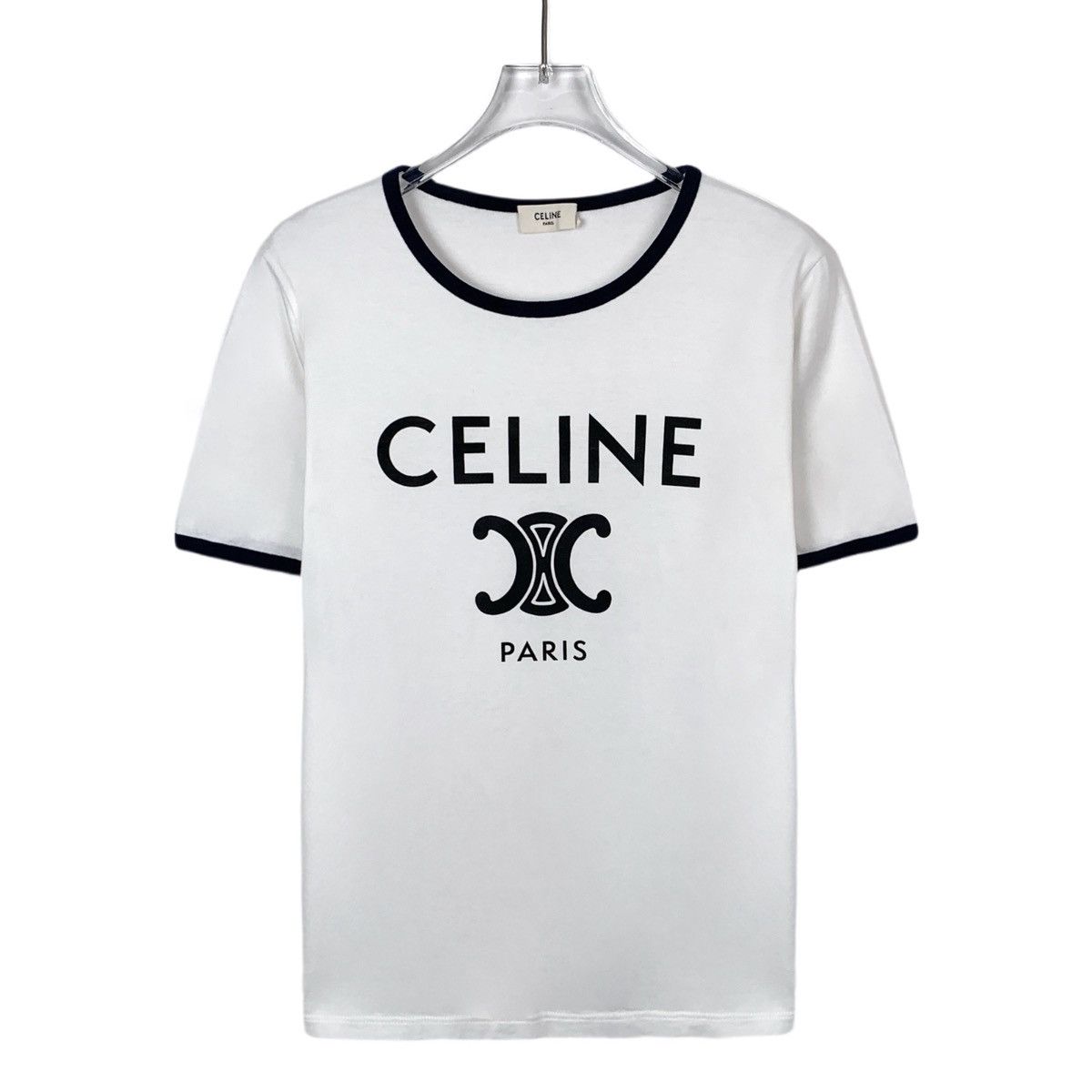 Celine Celine White Logo Letter Printed Cotton Short Sleeve T-Shirt Size XS / US 0-2 / IT 36-38 - 1 Thumbnail
