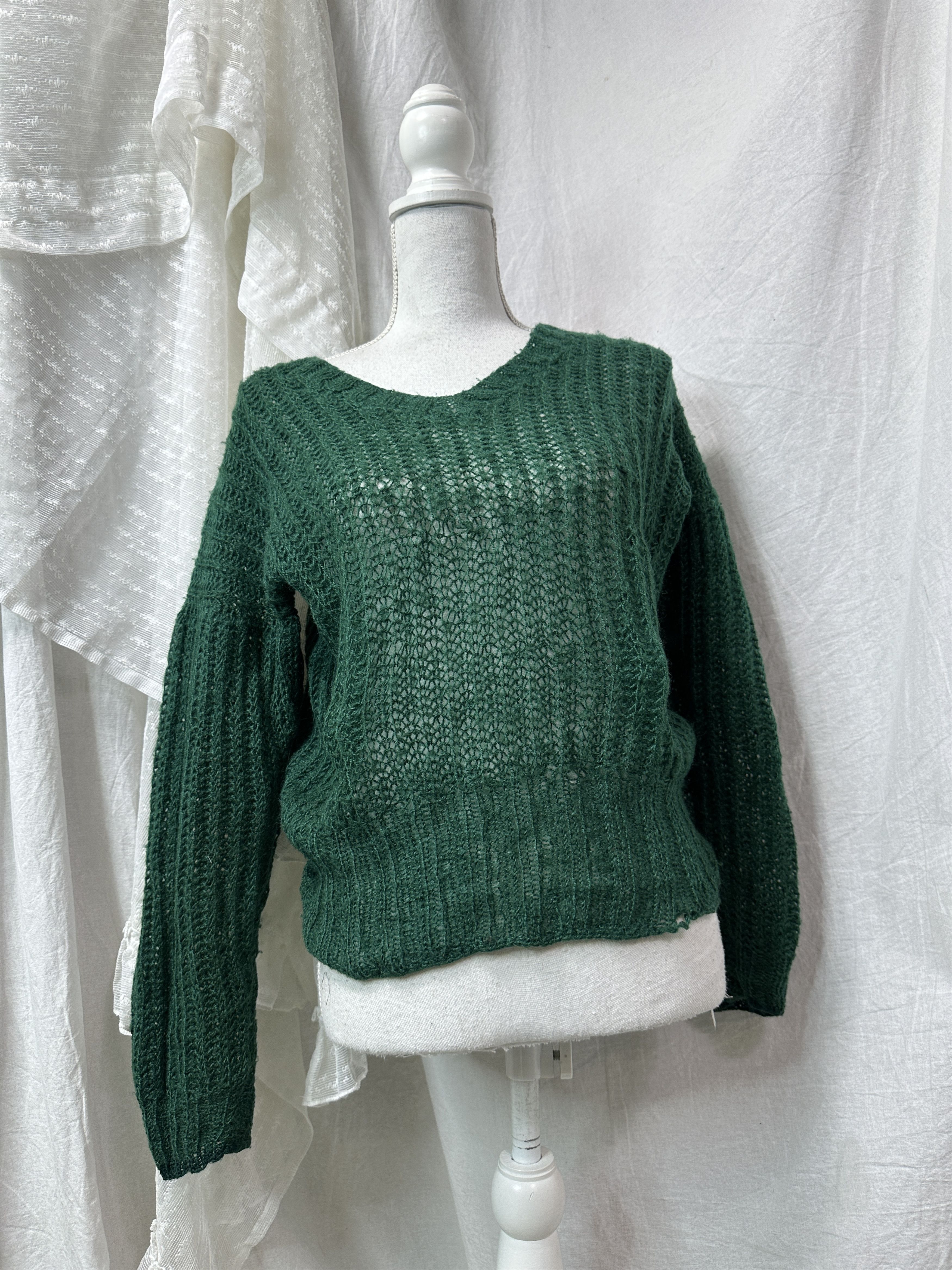 Vintage Vintage Mesh Loose Knit Forest Green Sweater Y2K Size M / US 6-8 / IT 42-44 - 1 Thumbnail