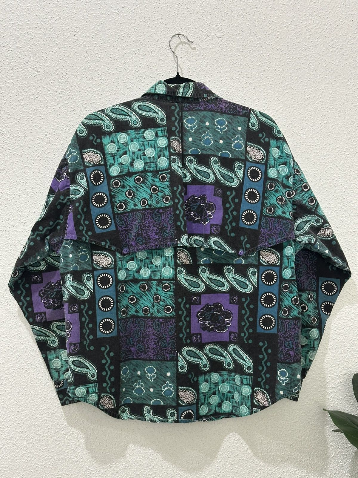 Other Vintage 80s Women’s Western Shirt Abstract Paisley Button Up Size XL / US 12-14 / IT 48-50 - 5 Thumbnail