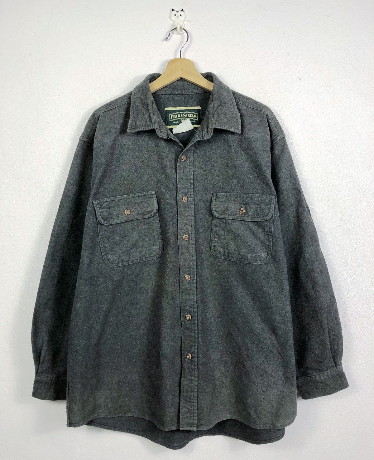 image of Field And Stream Thick Flannel Button Ups Shirt in Grey, Men's (Size XL)