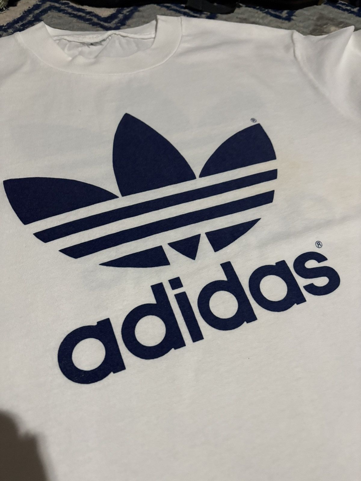 Adidas Vintage 80s Adidas Trefoil Double Sided Print Tee Size US M / EU 48-50 / 2 - 6 Thumbnail