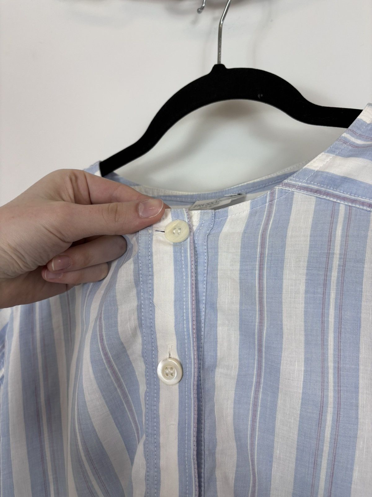Trussardi Trussardi Vintage Women’s Blue Striped Long Sleeve Shirt Size L / US 10 / IT 46 - 4 Thumbnail