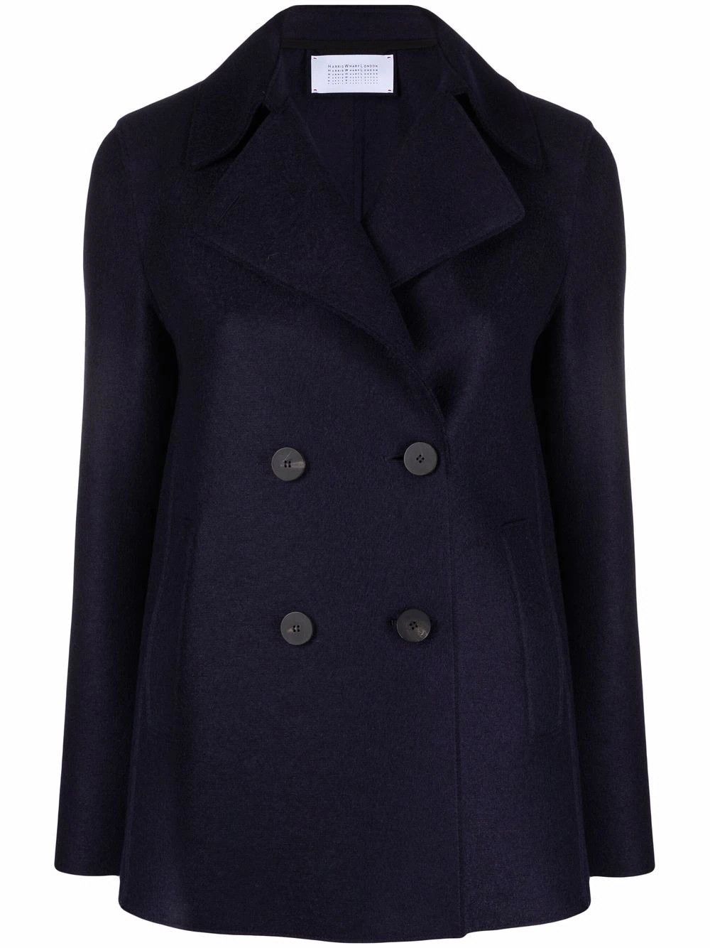 Harris Wharf London o1s22i1n1024 Double-Breasted Pressed Wool Coat in Blue Size M / US 6-8 / IT 42-44 - 1 Thumbnail