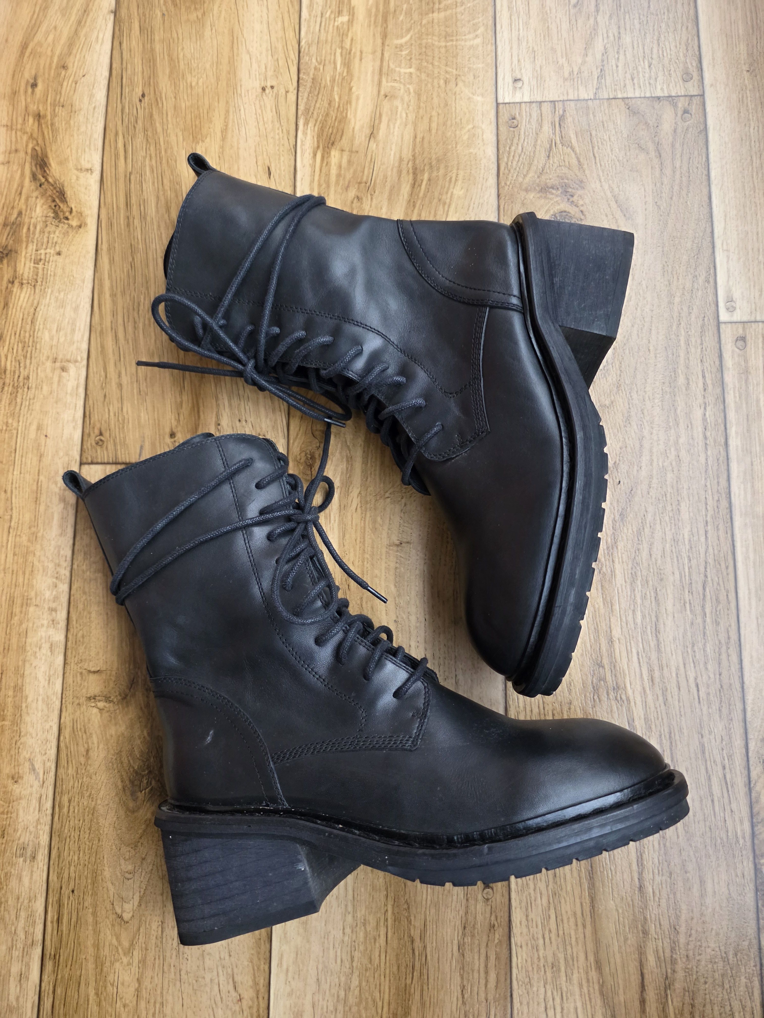 Ann Demeulemeester Ann Demeulemeester Heeled Lace up Leather Ankle Combat Boots Size US 10 / IT 40 - 3 Thumbnail