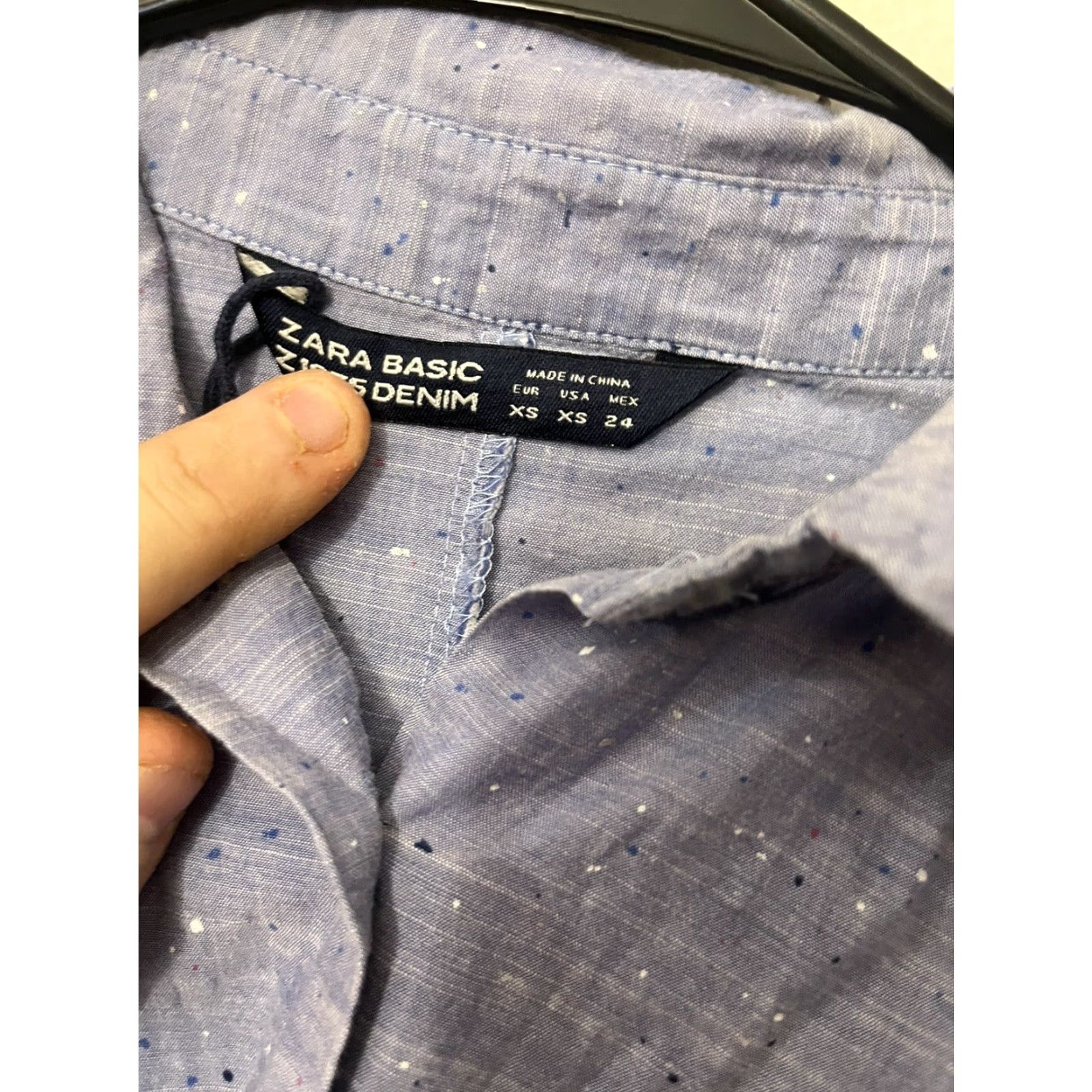 Zara Zara Basic Z1975 Denim Shirt Womens XS Blue Long Sleeve Button Front Relaxed Size XS / US 0-2 / IT 36-38 - 3 Thumbnail