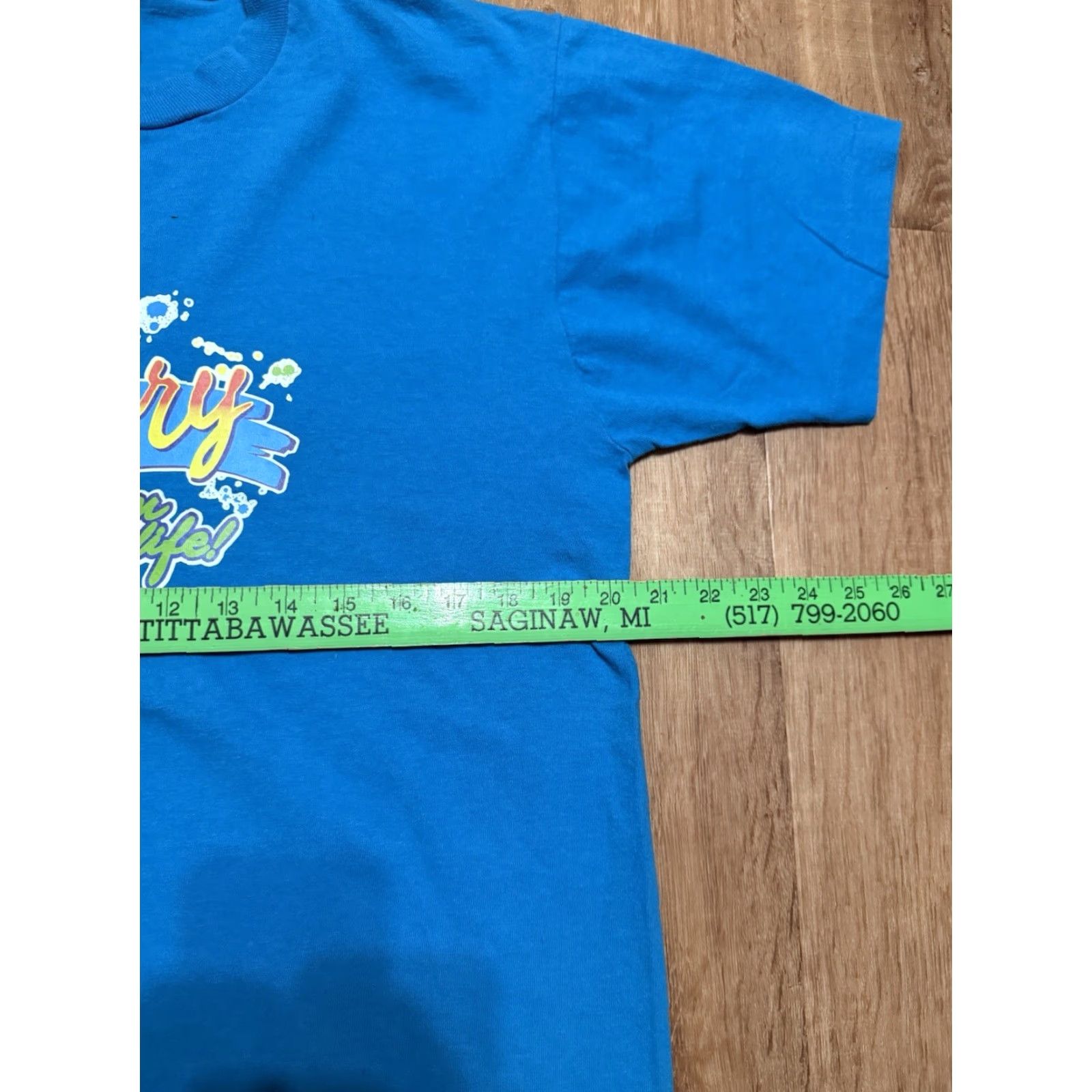 Fruit Of The Loom VINTAGE Fruit of the Loom Jesus Tee Single Stitch Light Blue L Mens Men's T-Shirt 90s Religion Jesus Boys/Girls? Size US L / EU 52-54 / 3 - 7 Thumbnail
