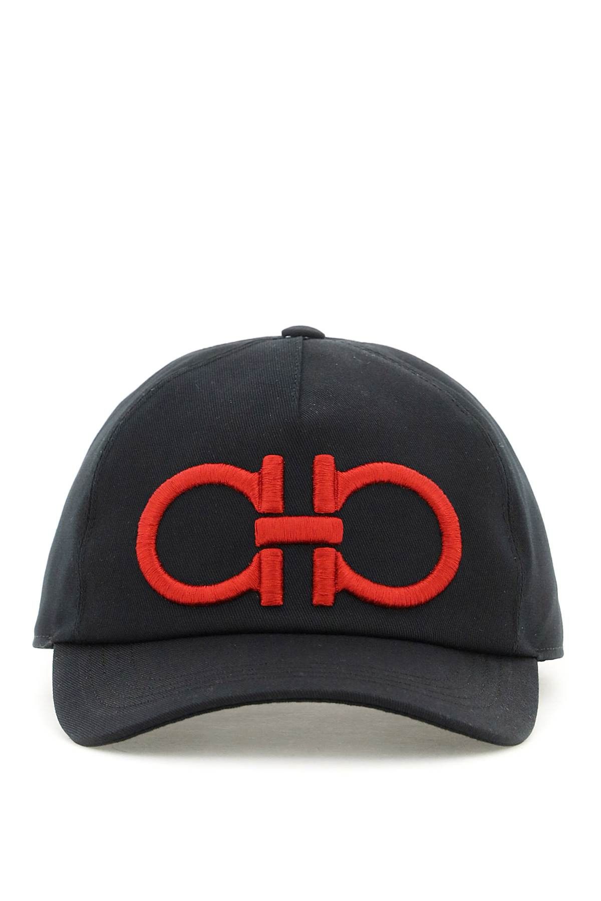 image of Salvatore Ferragamo Ferragamo Gancini Baseball Cap in Nero Rosso, Men's