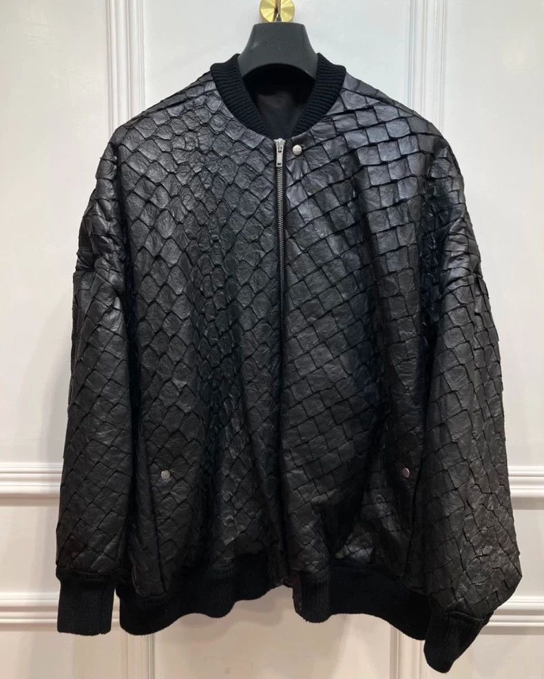 Rick Owens Rick Owens Black Bomber Jacket with Scales- DMC Size US M / EU 48-50 / 2 - 1 Thumbnail