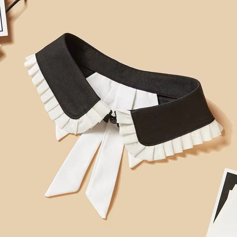 Japanese Brand × Leather Black and White Pleated Edge Bow Size ONE SIZE - 2 Thumbnail