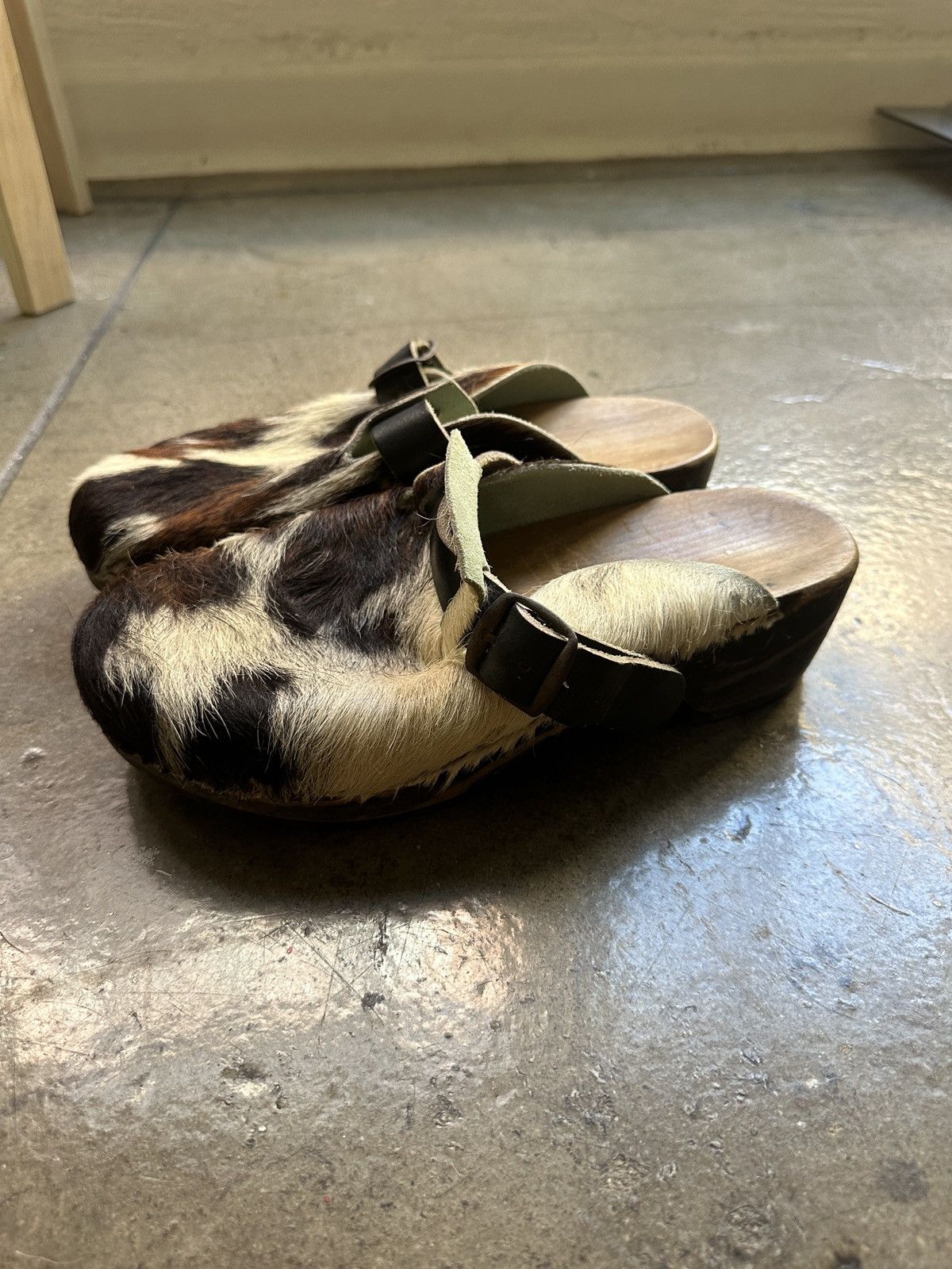 Vintage French Pony hair wooden clogs | Grailed