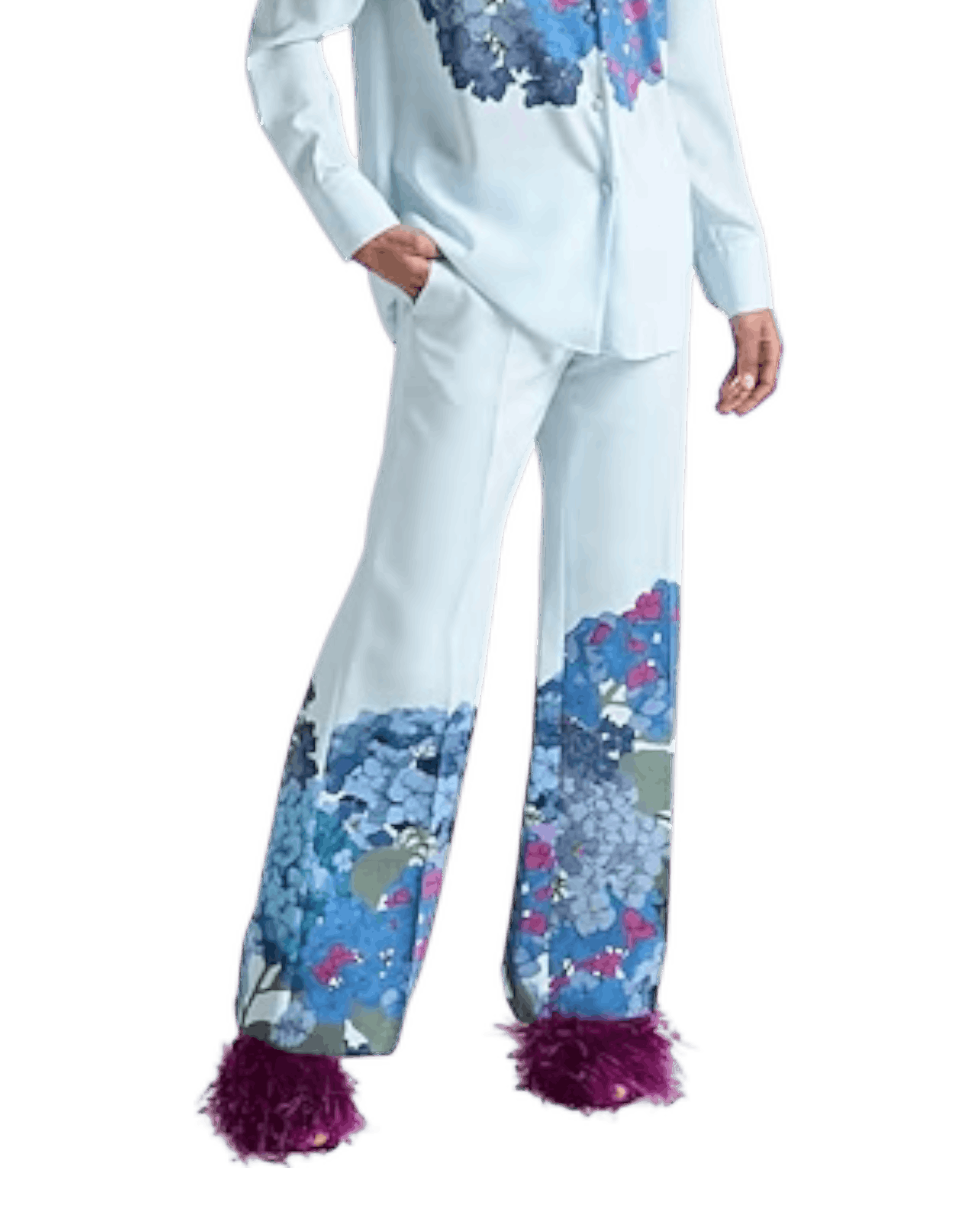 Valentino Valentino Macro Ortensia Printed Silk Flared Pants Size 27" / US 4 / IT 40 - 3 Thumbnail