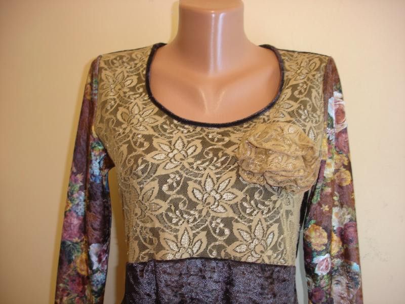 Japanese Brand Brown lace longsleeve sz M velour brand Melrose Size M / US 6-8 / IT 42-44 - 5 Thumbnail