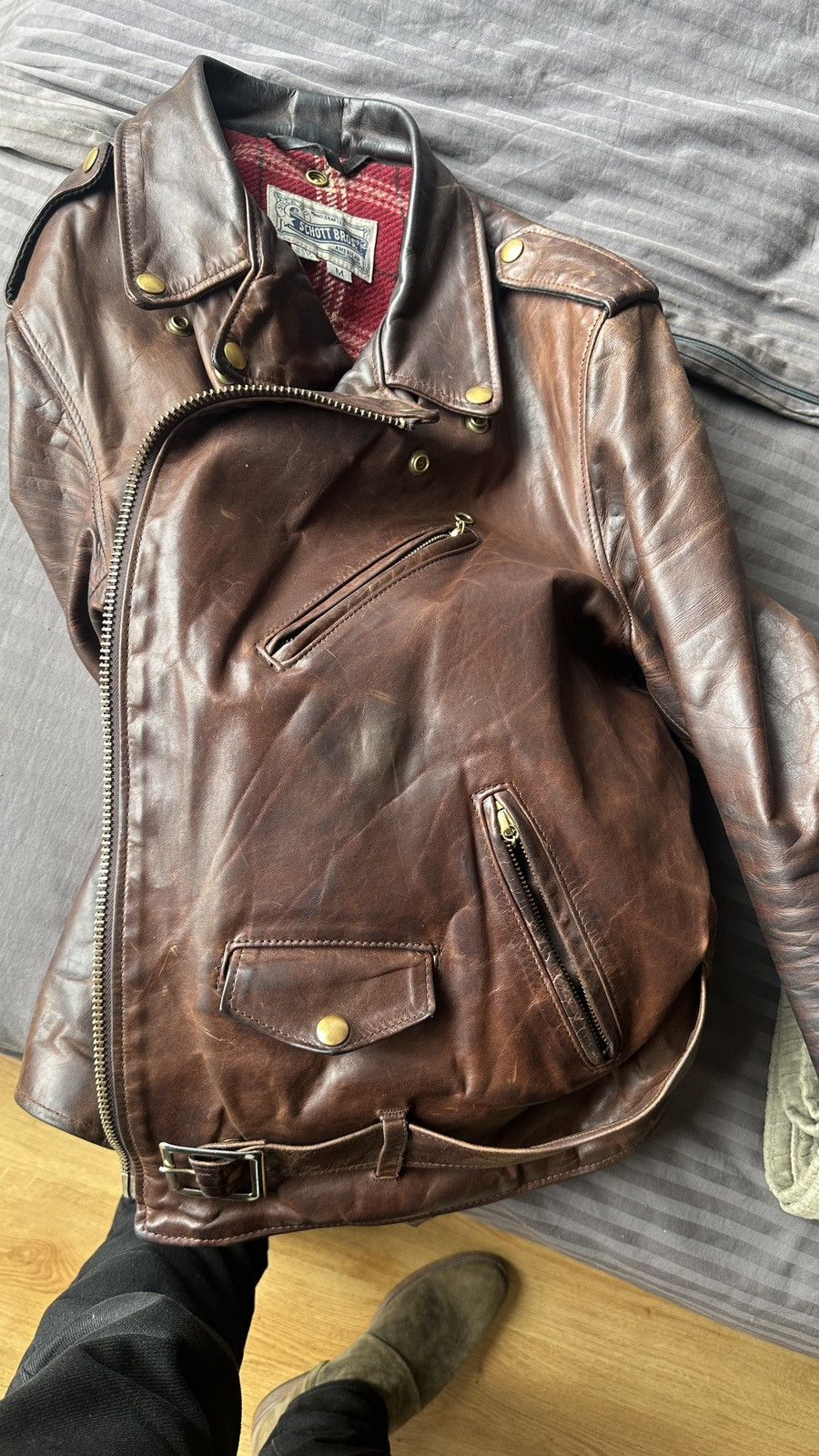 Schott Schott Perfecto 619 Hand Oiled Brown Cowhide Leather Jacket Size US M / EU 48-50 / 2 - 4 Thumbnail