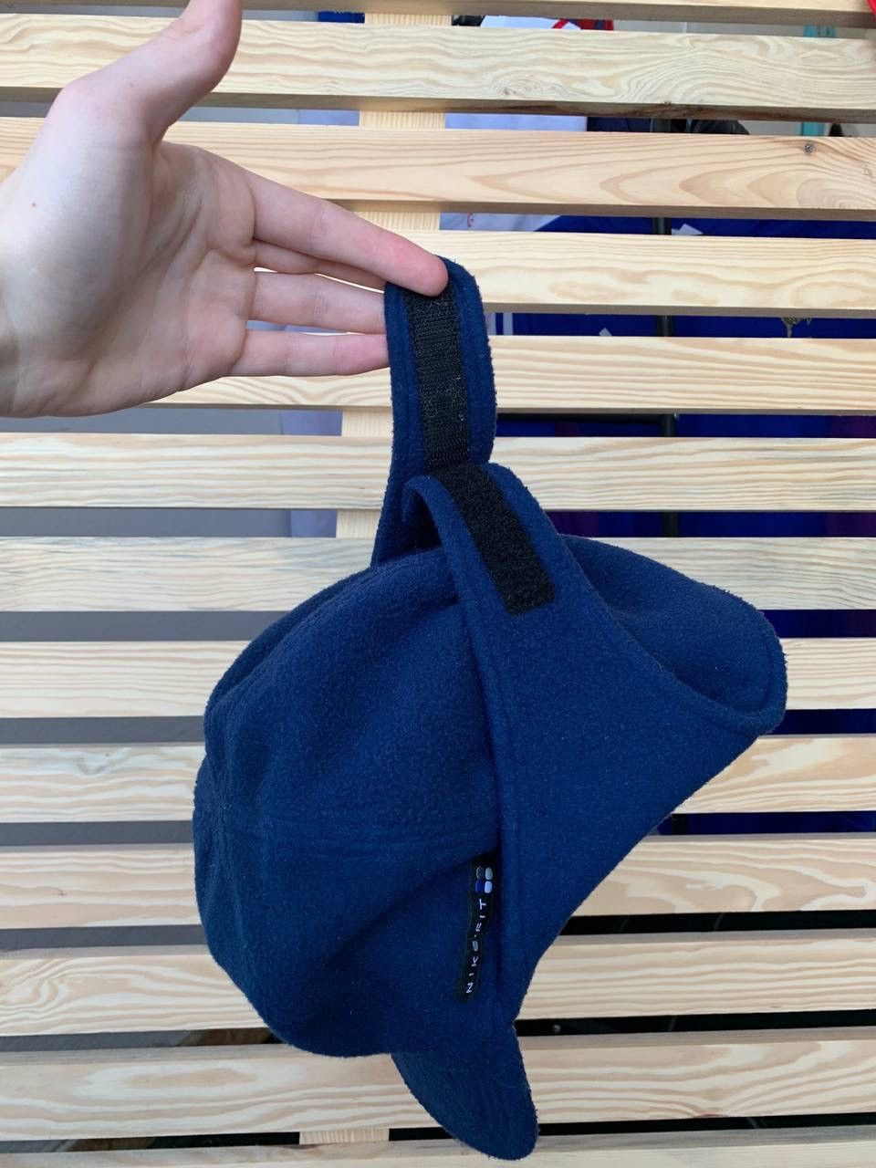 Nike × Vintage Vintage Nike-Fit Navy Fleece 2 In 1 Cap Ear Cover Hat Size ONE SIZE - 12 Thumbnail