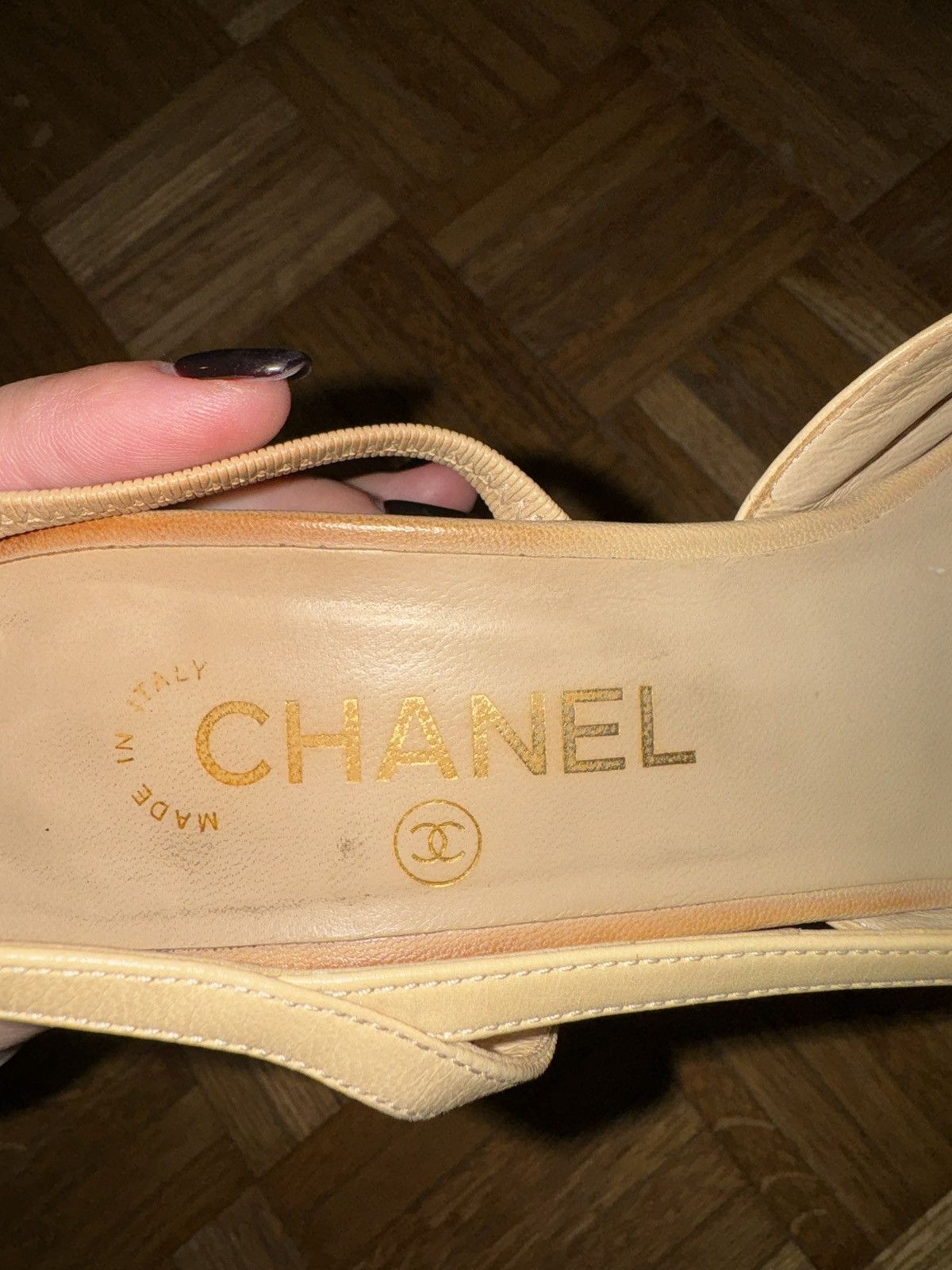 Chanel Chanel SLINGBACKS Goatskin & Grosgrain Beige & Black Size US 8 / IT 38 - 7 Thumbnail