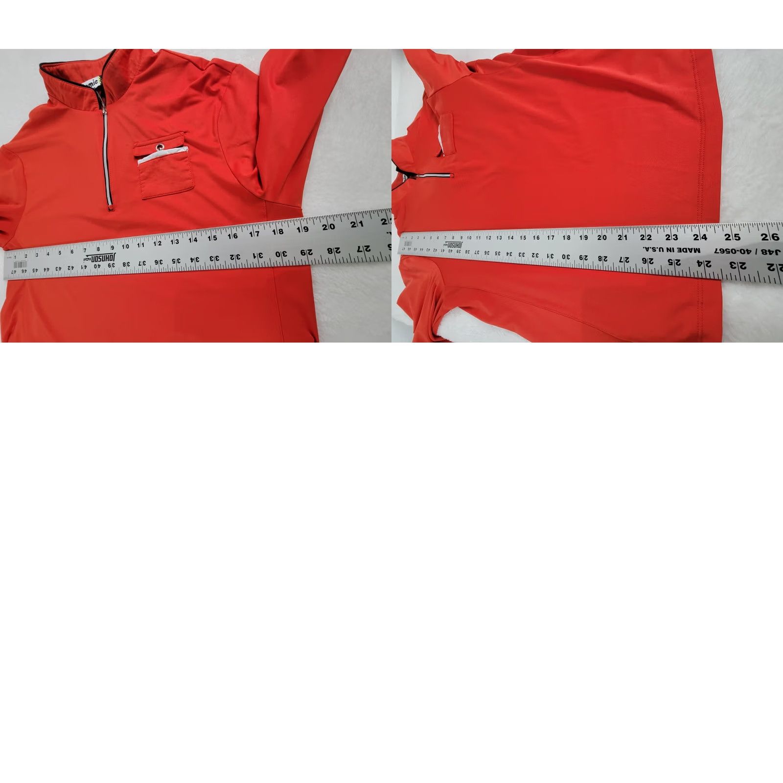 Vintage Jamie Sadock Womens Golf Shirt Medium Red 1/4 Zip Preppy Performance Activewear Shirt Women Red Golf 1/4 Zip Pullover Mock Neck Long Sleeve Striped? Size M / US 6-8 / IT 42-44 - 8 Thumbnail
