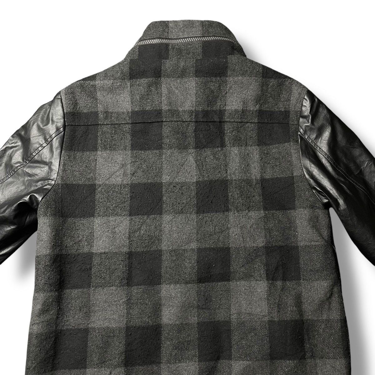 Hysteric Glamour PENTYS ROCK PATCHWORK CHECKERED WOOL + LEATHER BOMBER JACKET Size US M / EU 48-50 / 2 - 7 Thumbnail