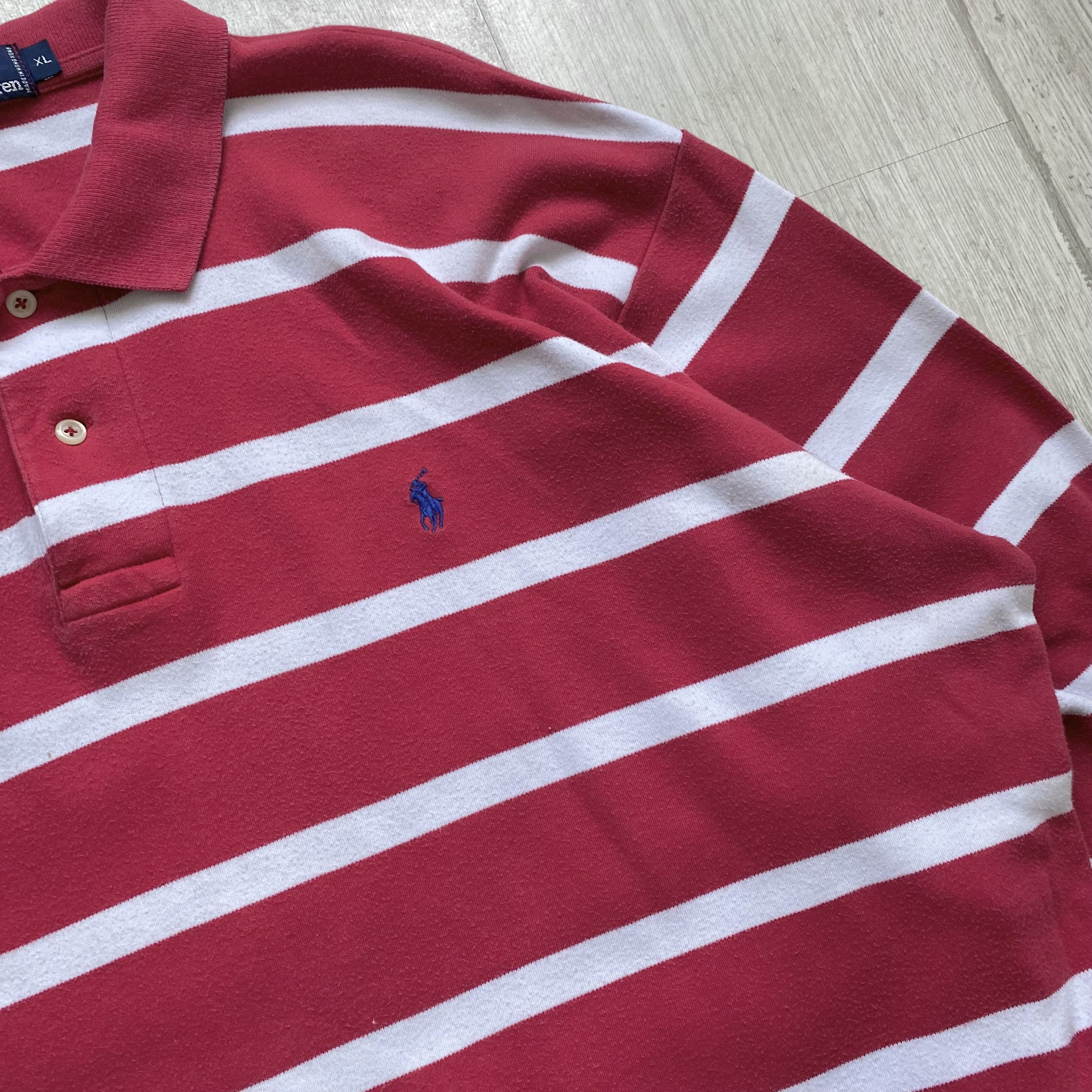 Polo Ralph Lauren Vintage 90s Trashed Polo Ralph Lauren Striped rugby shirt Size US XL / EU 56 / 4 - 4 Thumbnail