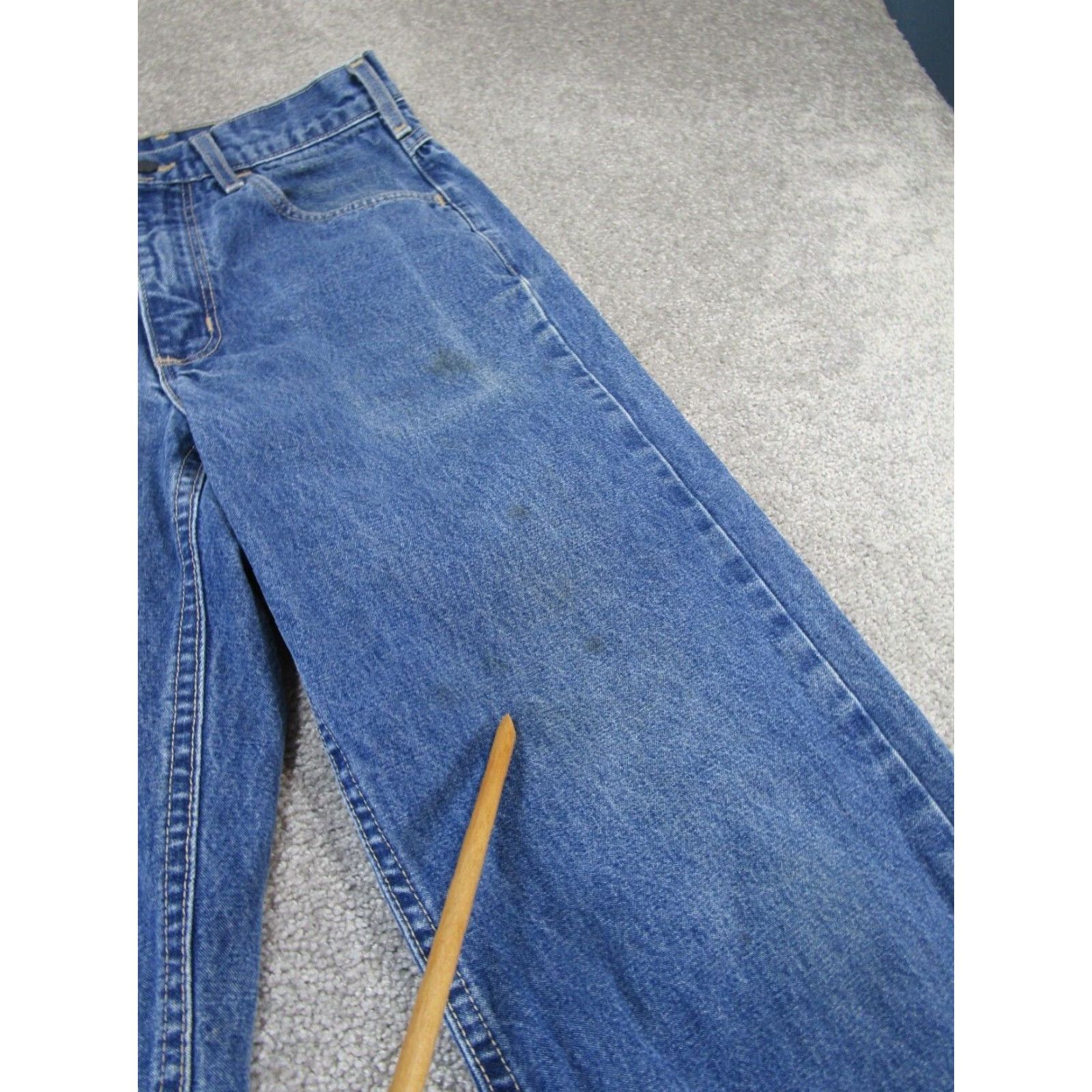 Vintage CAT Jeans 2112 Denim 30W 29L Mens Regular Blue Flame Resistant ATPV 16.0 Straight 30x29 - Preowned Burn Jeans CAT Brand Mens Jeans Blue 30x29 Size US 30 / EU 46 - 5 Thumbnail