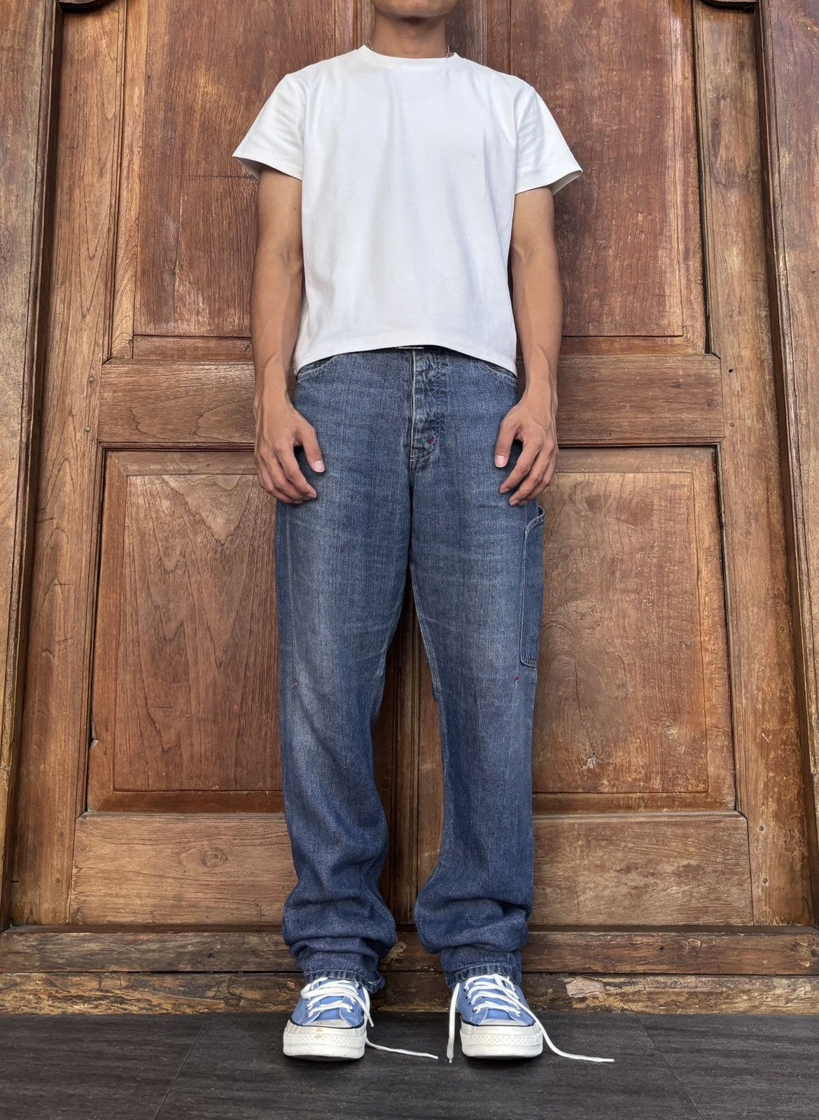Junya Watanabe FREE TAX! Buckle Back Carpenter Linen Denim Pants Size US 31 - 1 Thumbnail