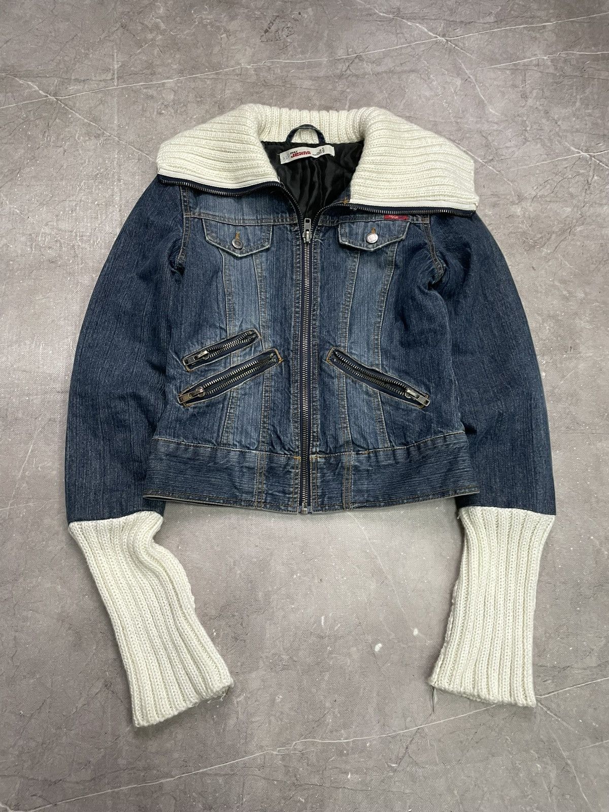 Miss Sixty Only denim jacket with knit sleeves Y2K grunge hybrid Size M / US 6-8 / IT 42-44 - 1 Thumbnail