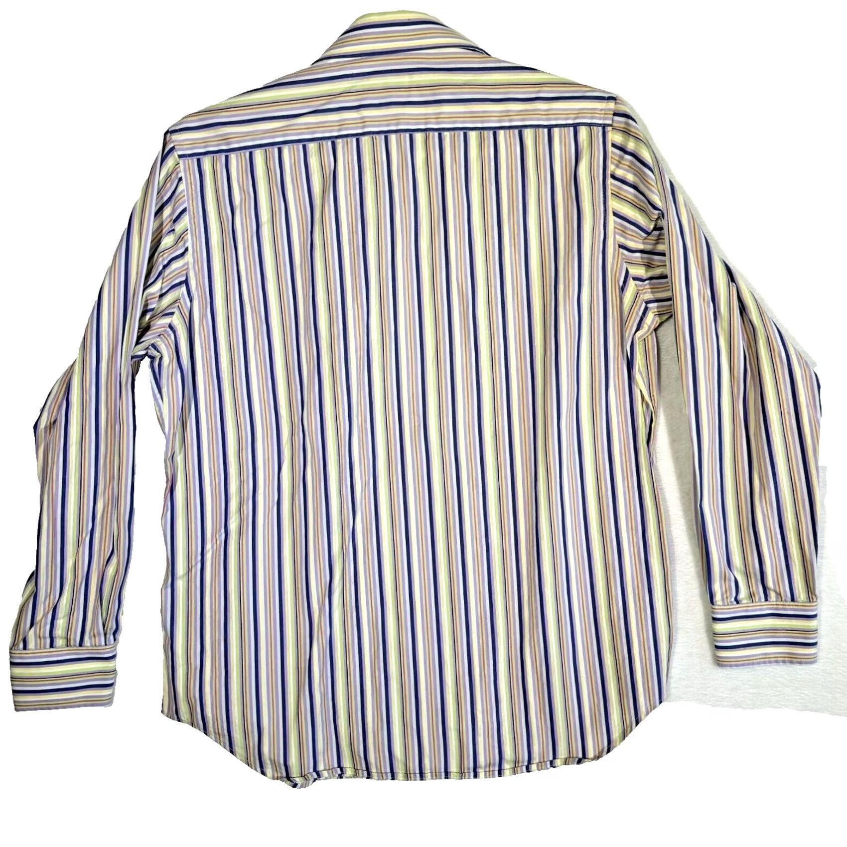 Tailorbyrd TAILORBYRD Multicolor Striped Cotton Shirt Men’s Large Button-Up, Pockets, 31" Length, 46" Chest, Long Sleeve, Regular Fit Size US L / EU 52-54 / 3 - 2 Thumbnail