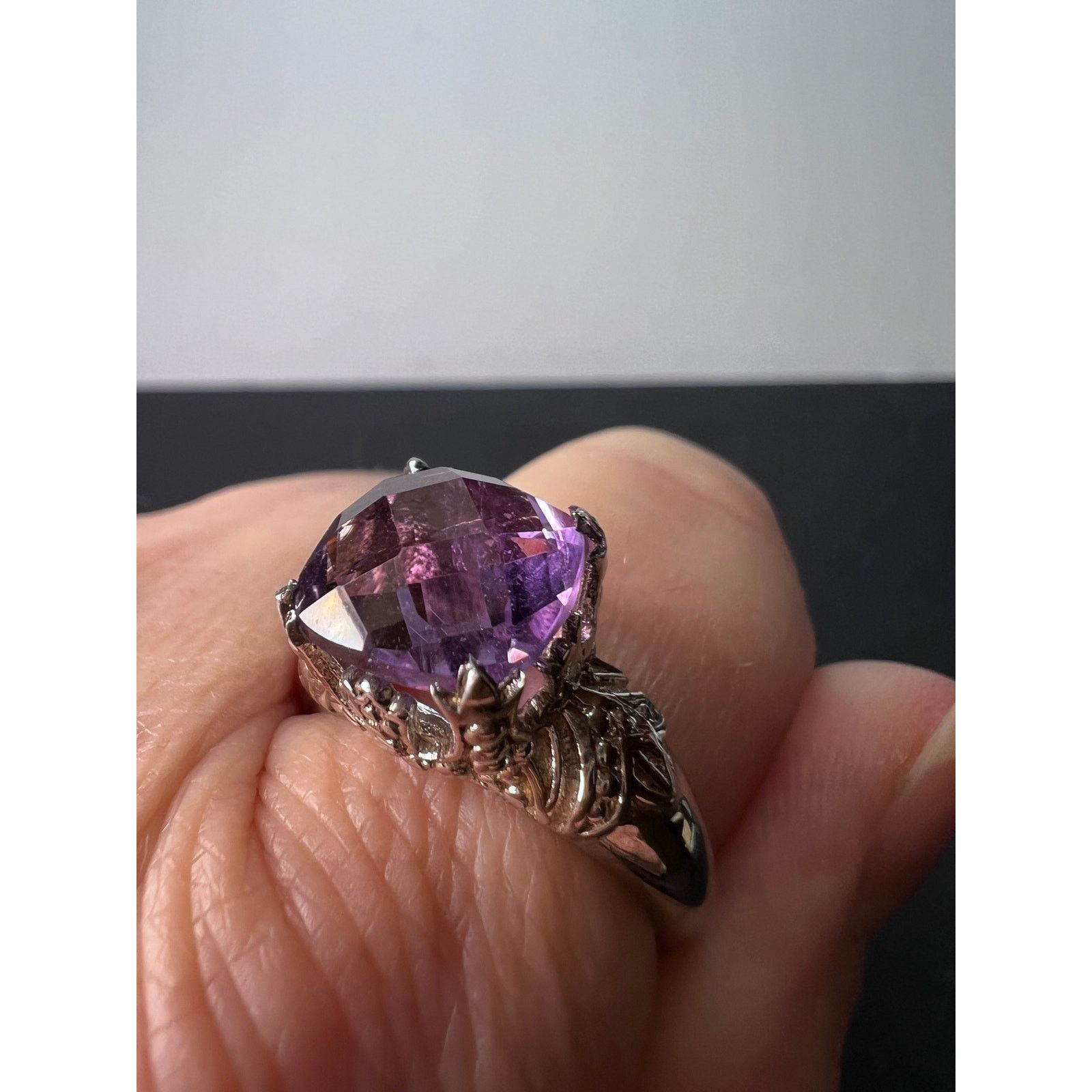 Other Amethyst crown setting sterling silver solitaire ring size 9 Size ONE SIZE - 5 Thumbnail