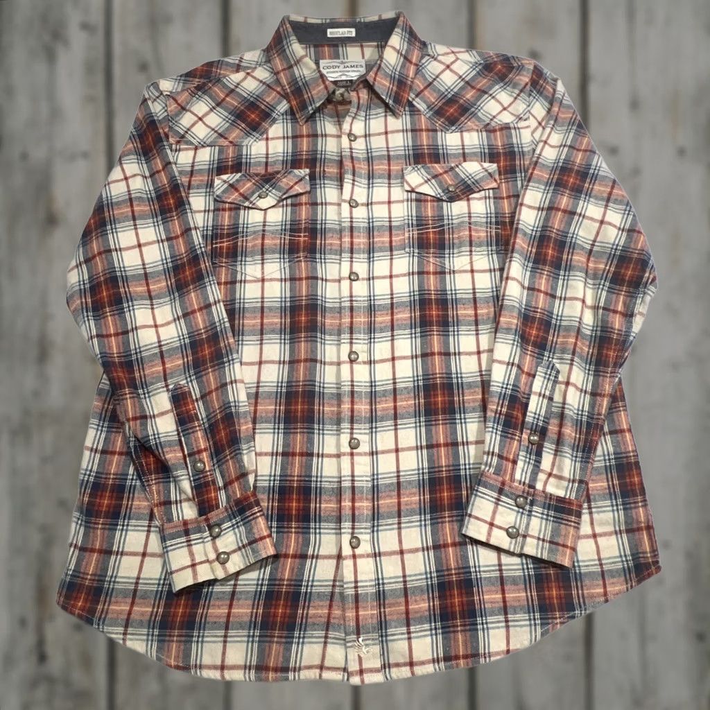 Cody James Cody James Pearl Snap Flannel Shirt Men Large Regular Fit Plaid Pockets Western Cowboy Button-Up Shirt Size US L / EU 52-54 / 3 - 1 Thumbnail