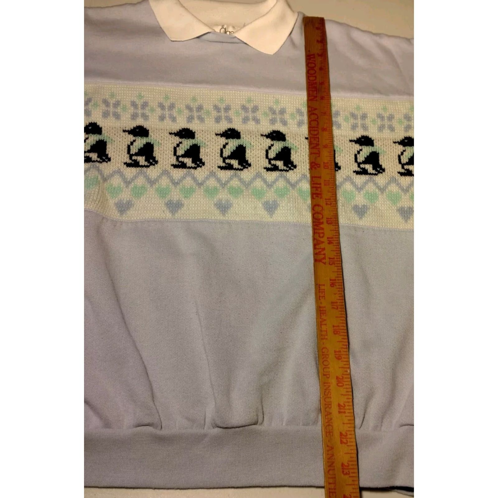 CO The Classics by Eileen & Co. Penguin Sweatshirt Shirt Blue S Womens Regular KnIT Front Collared Long Sleeve Vintage Subtle Bird Nature Ocean Wall Art Size S / US 4 / IT 40 - 4 Thumbnail
