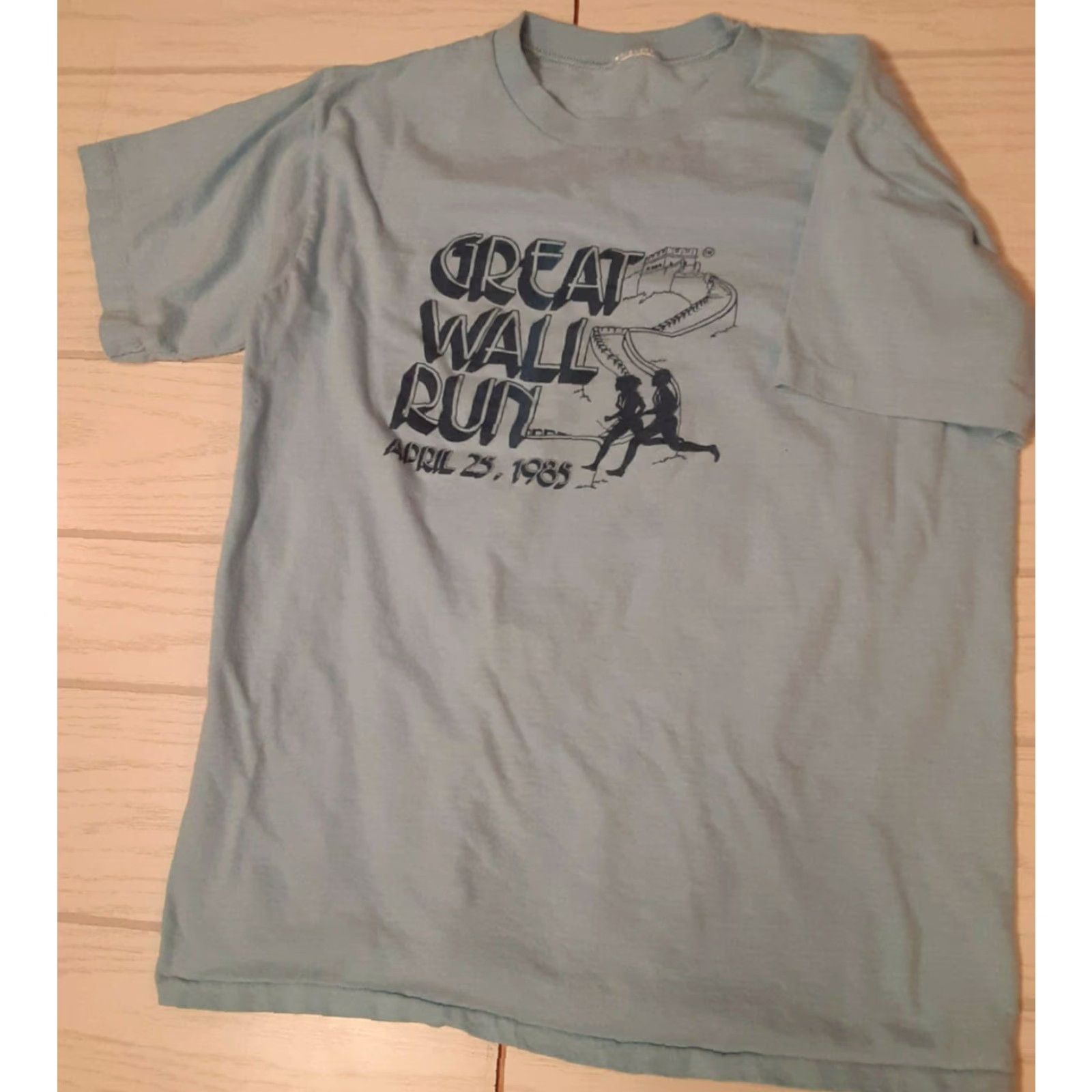 Greats VINTAGE Great Wall Run T-Shirt Blue S Men Short Sleeve 80s 1985 Mens Size US S / EU 44-46 / 1 - 4 Thumbnail