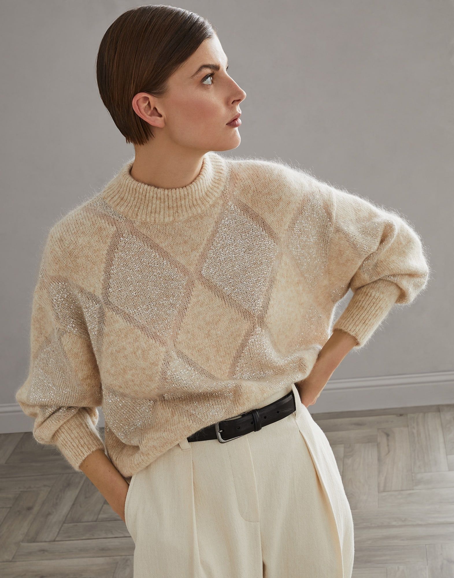 Brunello Cucinelli o1la1rc1a1025 Sweater in Beige Size XL / US 12-14 / IT 48-50 - 4 Thumbnail