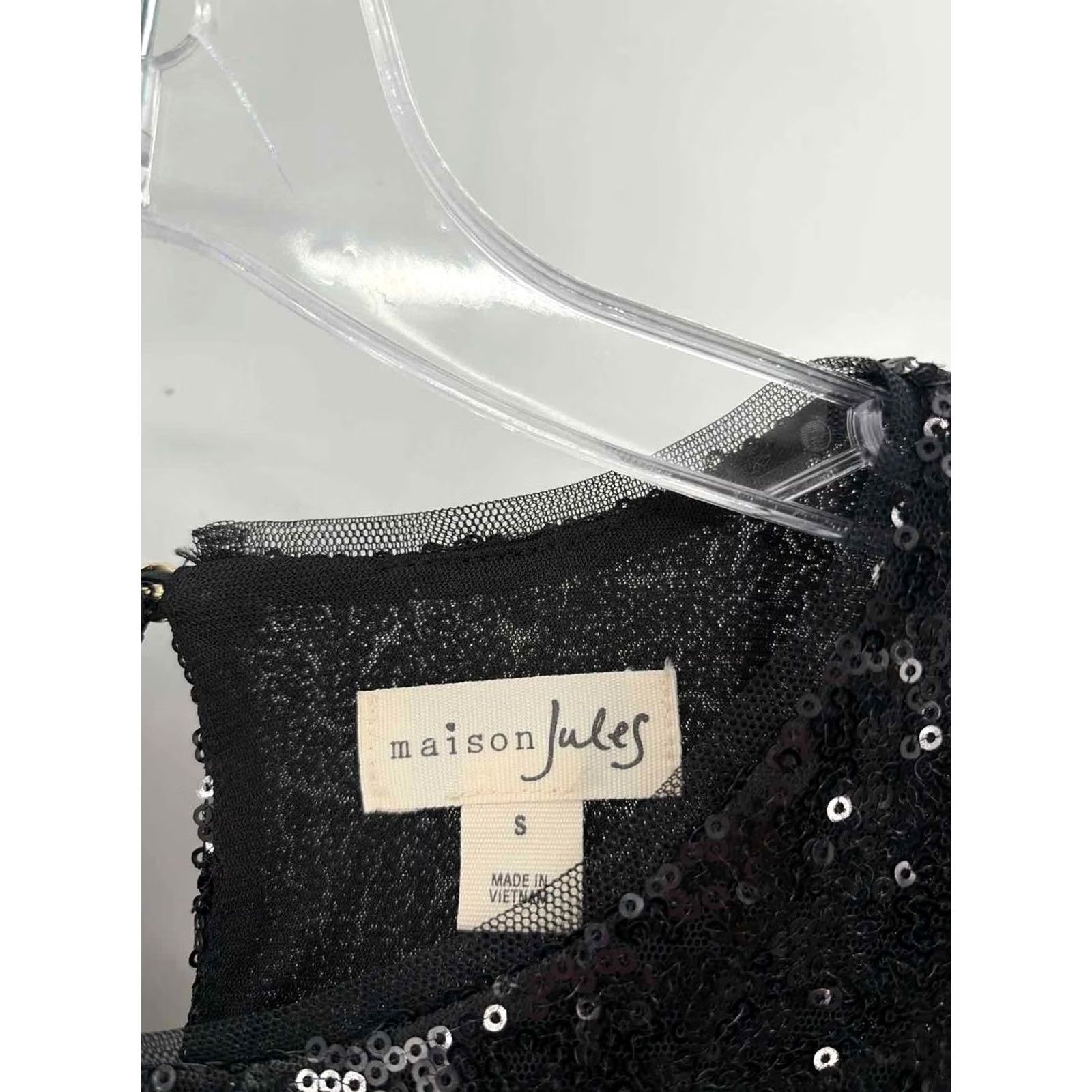 Vintage Maison Jules Black Sequin Blouse Size Small Size S / US 4 / IT 40 - 2 Thumbnail