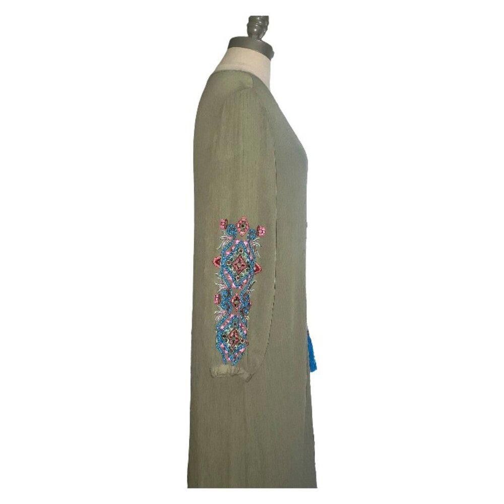 Designer CT1572 Soft Surroundings Olive Long Sleeve Maxi Dress M Size M / US 6-8 / IT 42-44 - 4 Thumbnail