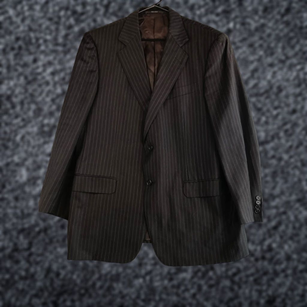 Ermenegildo Zegna VINTAGE? Ermenegildo Zegna Blazer 54R Brown Striped Single-Breasted Suit Jacket Mens Suit Jacket Clean Size 54R - 1 Thumbnail