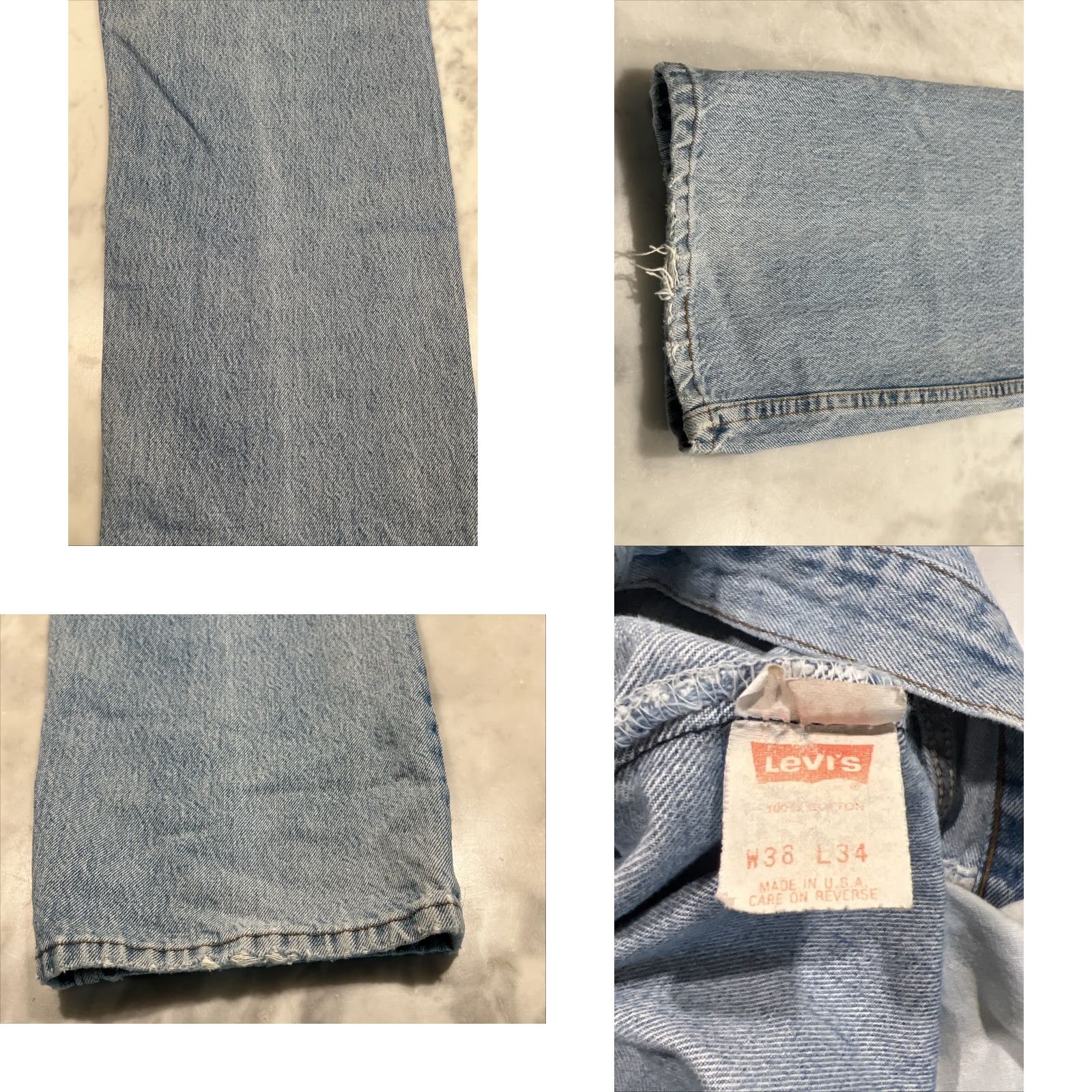 Levi's VINTAGE Levi's 501 Jeans Button Fly Light Faded 34x33 Levi'S 501 Series Men Denim Blue 90s USA Size US 34 / EU 50 - 10 Thumbnail
