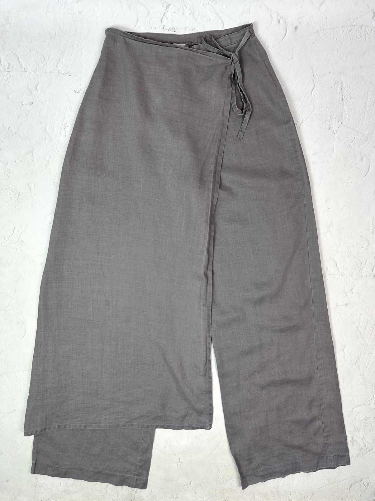 If Six Was Nine Vintage Yohji Yamamoto Style Linen Pants With Skirt Details Size 28" / US 6 / IT 42 - 2 Thumbnail