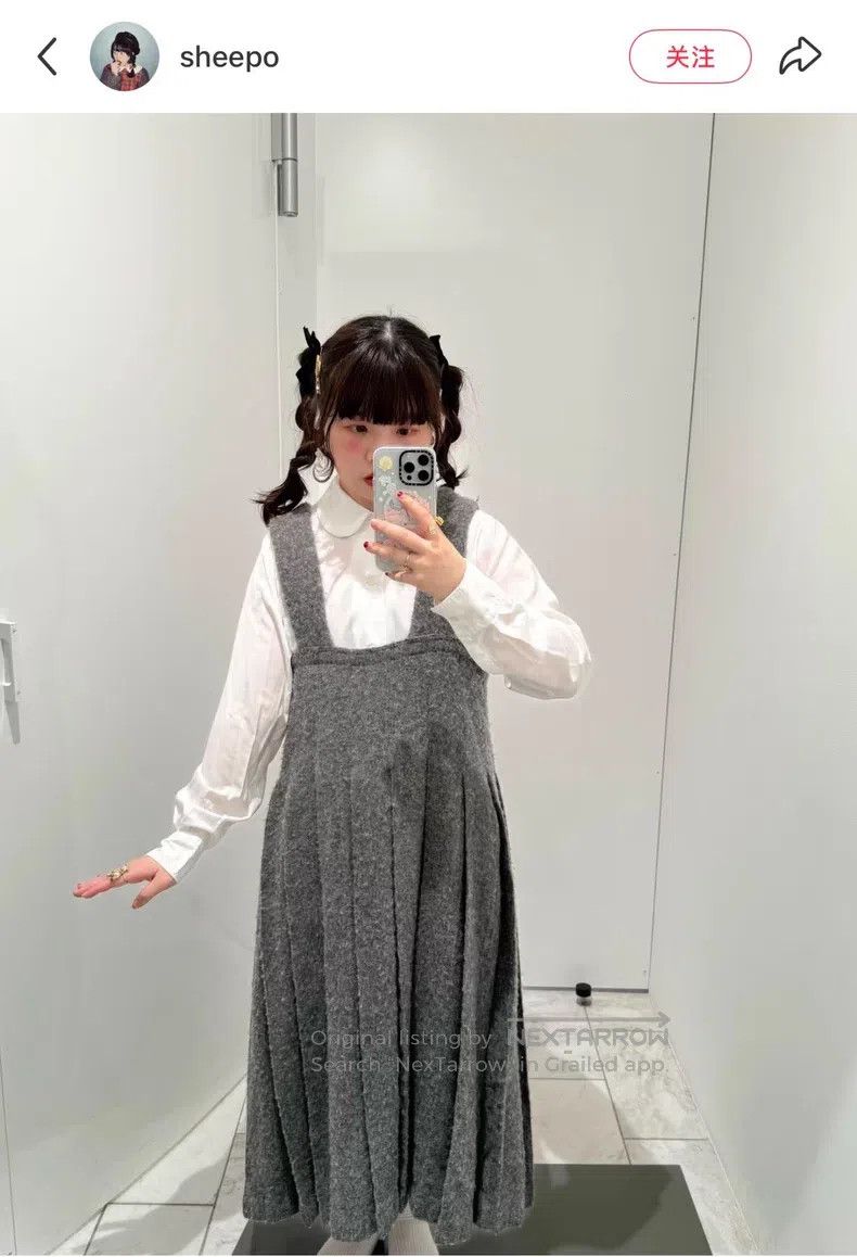 Comme Des Garcons Thick Woolen Overalls Pleated Skirt