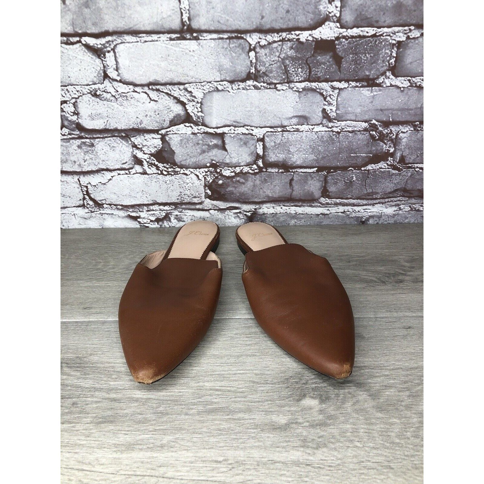 J.Crew J Crew Brown Leather Pointed Toe Slip On Mules Flats Shoes W Size US 8.5 / IT 38.5 - 2 Thumbnail
