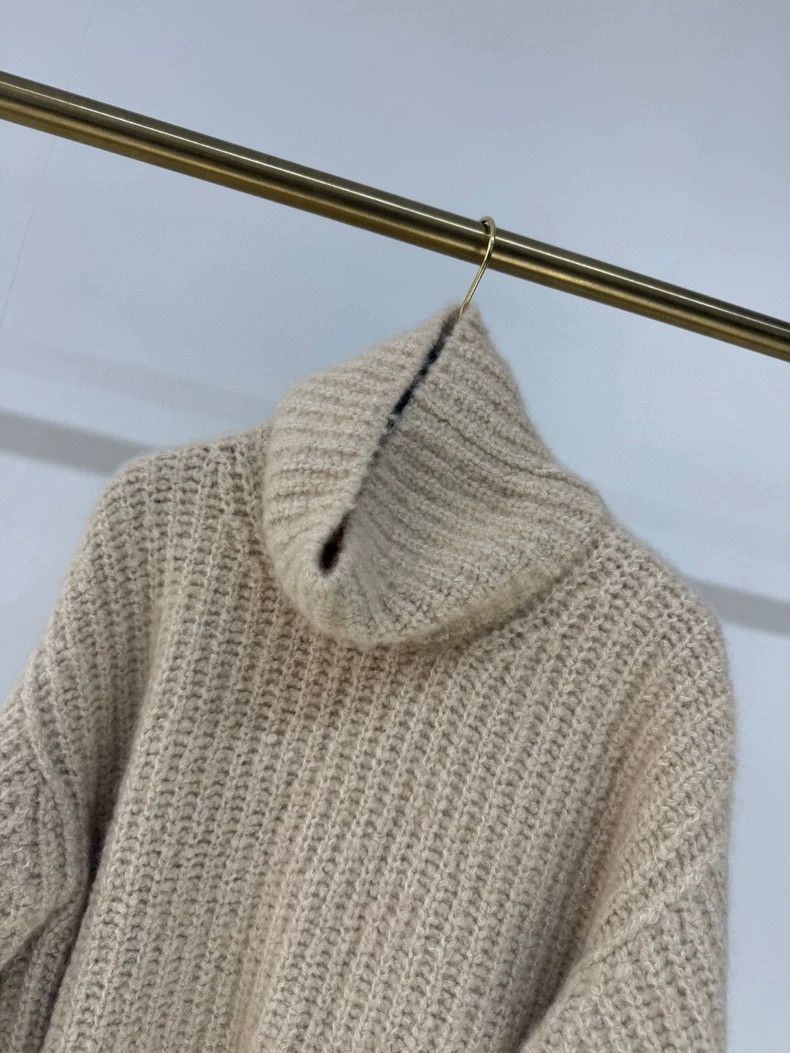 Loro Piana LORO PIANA Cashmere yarn cocoon-shaped high collar sweater Size S / US 4 / IT 40 - 2 Thumbnail
